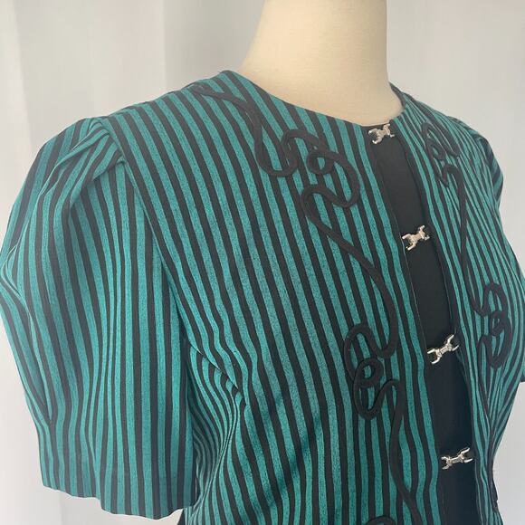 Vintage Dress Size Medium Large Green Black Layered Look Gothic Steampunk 90s - Picture 4 of 16